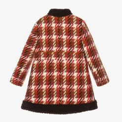 Gucci Girls Red Check Wool Coat Online