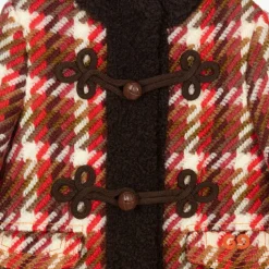 Gucci Girls Red Check Wool Coat Online