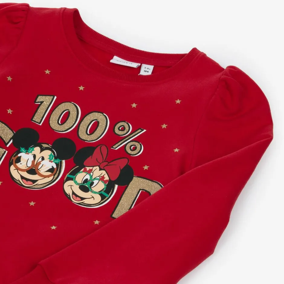 NAME IT Girls Red Cotton Disney Graphic Top