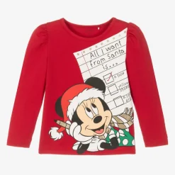 NAME IT Girls Red Cotton Disney Top