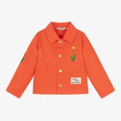 Mini Rodini Girls Red Cotton Embroidered Flower Jacket Discount