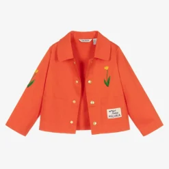 Mini Rodini Girls Red Cotton Embroidered Flower Jacket Discount