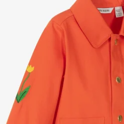 Mini Rodini Girls Red Cotton Embroidered Flower Jacket Discount