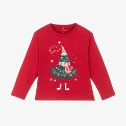 NAME IT Girls Red Cotton Festive Top Discount