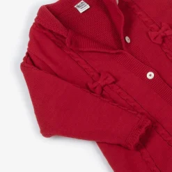 Sarah Louise Girls Red Cotton Knit Coat