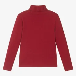 Mayoral Girls Red Cotton Knit Roll Neck Sweater Outlet