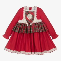 Abuela Tata Girls Red Cotton Tartan Dress Sale