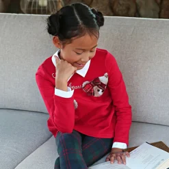 Balloon Chic Girls Red Cotton Teddy Bear Top New