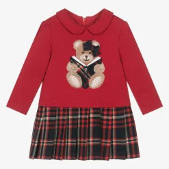 Patachou Girls Red Cotton Teddy Bear Dress Discount