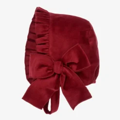 Phi Clothing Girls Red Cotton Velvet Bonnet Outlet