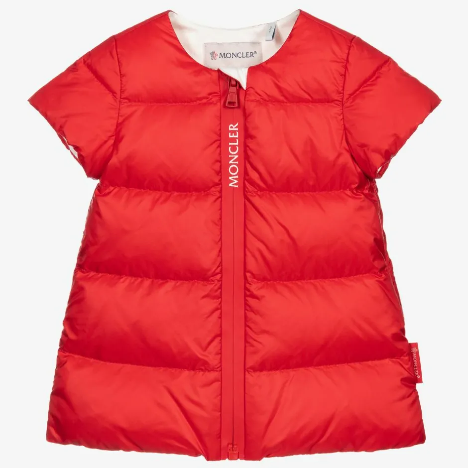 Moncler Enfant Girls Red Down Padded Dress Clearance