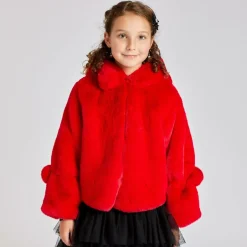 Bowtique London Girls Red Faux Fur Hooded Jacket Discount