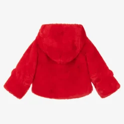 Bowtique London Girls Red Faux Fur Hooded Jacket Discount