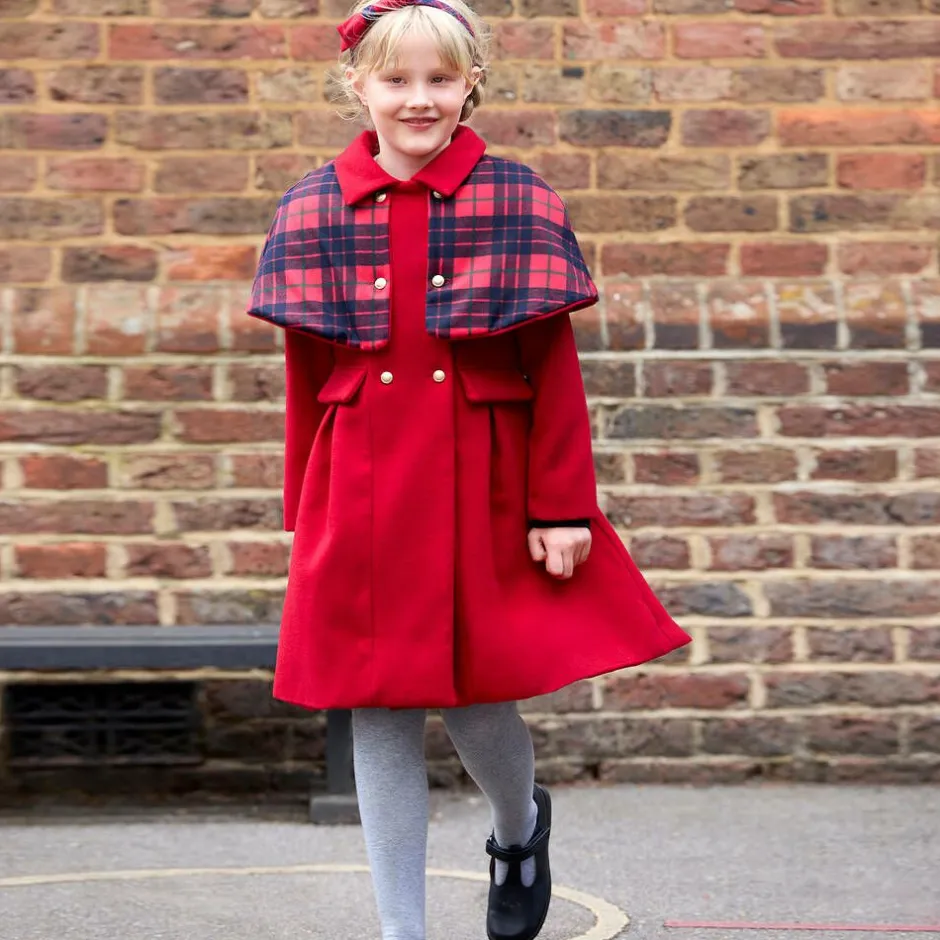 Patachou Girls Red Felted Cape Coat Clearance