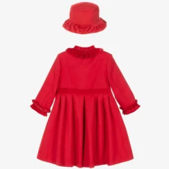 Sarah Louise Girls Red Felted Coat & Hat Set Clearance