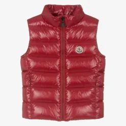 Moncler Enfant Girls Red Ghany Down Padded Gilet