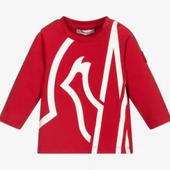Moncler Enfant Girls Red Giant Logo Top Outlet