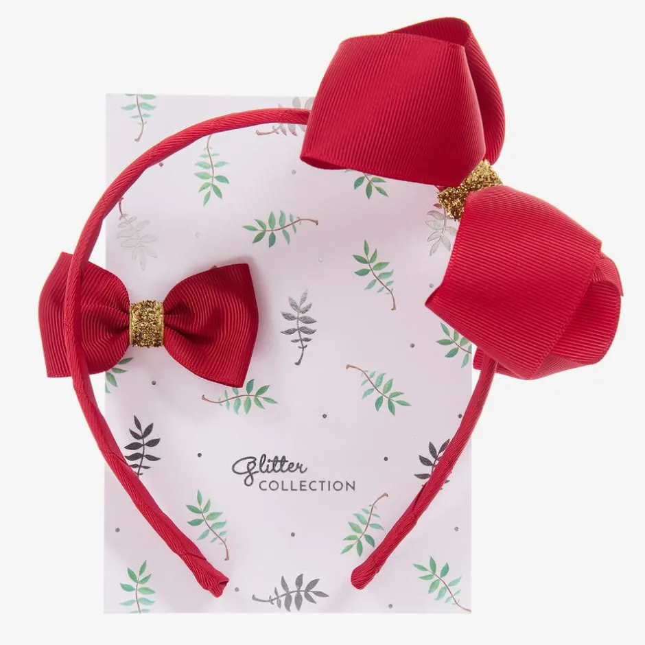 Milledeux Girls Red Hairband & Hairclip Set Sale