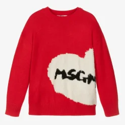 MSGM Girls Red Heart Sweater New