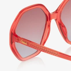 Chloé Girls Red Hexagonal Sunglasses Hot