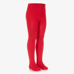 A Dee Girls Red Knit Diamanté Tights Outlet