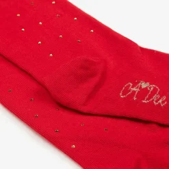 A Dee Girls Red Knit Diamanté Tights Outlet