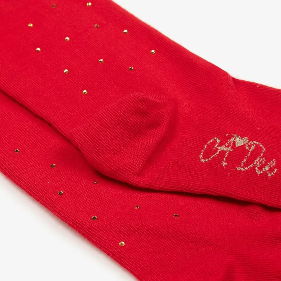 A Dee Girls Red Knit Diamanté Tights Outlet