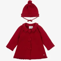 Mayoral Girls Red Knitted Pram Coat & Hat Set Best