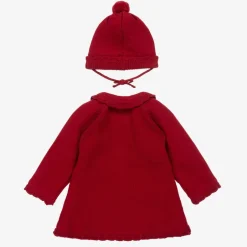 Mayoral Girls Red Knitted Pram Coat & Hat Set Best