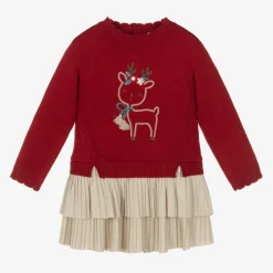 Mayoral Girls Red Knitted Reindeer Dress Sale