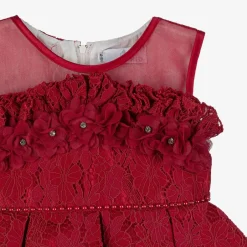 Beau KiD Girls Red Lace & Tulle Dress