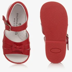 Childrens Classics Girls Red Leather Sandals Sale