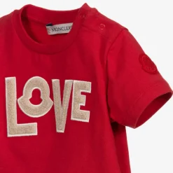 Moncler Enfant Girls Red Love T-Shirt Discount