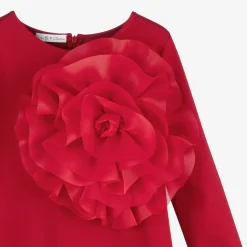Elsy Girls Red Milano Jersey Flower Dress New