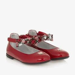 Monnalisa Girls Red Patent Leather Tartan-Bow Pumps Best