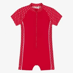Playshoes Girls Red Polka Dot Sun Suit (UPF50+) Outlet