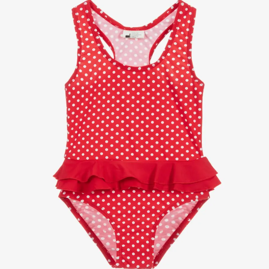 Playshoes Girls Red Polka Dot Swimsuit (UPF50+)