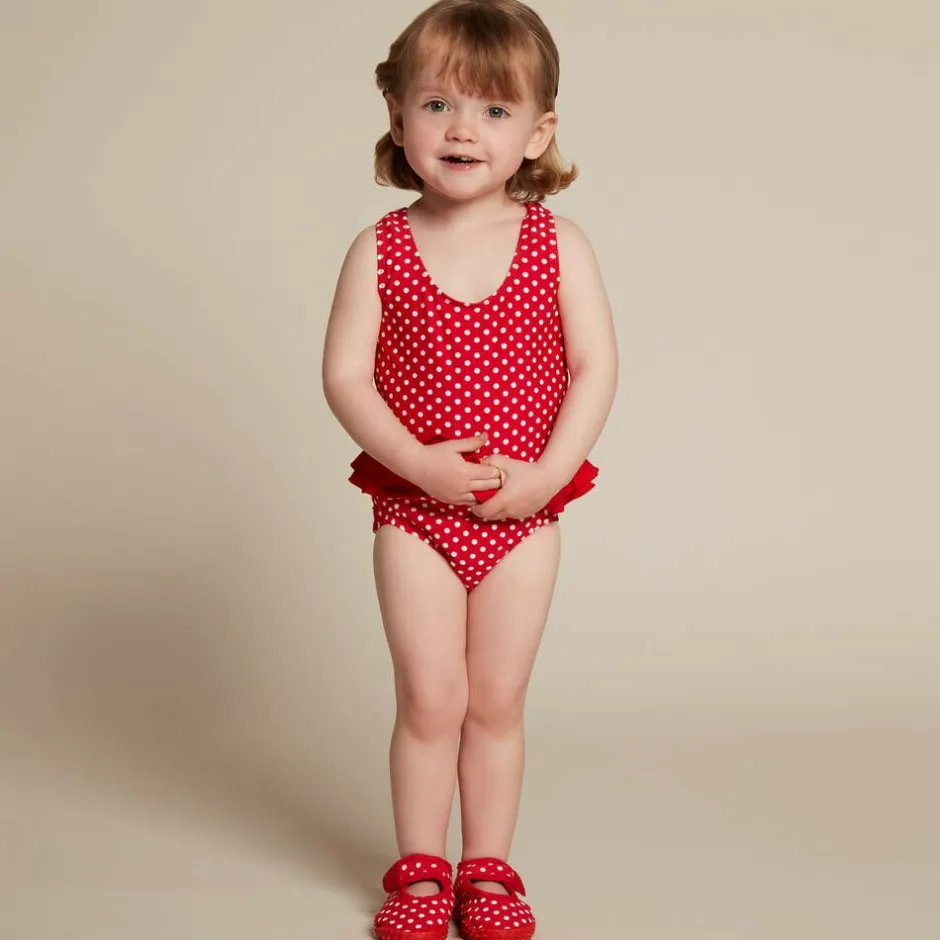 Playshoes Girls Red Polka Dot Swimsuit (UPF50+)