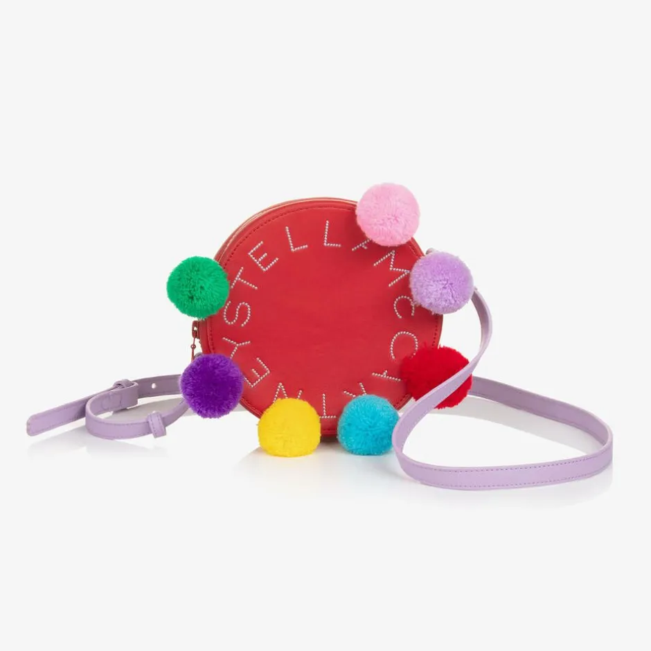 Stella McCartney Kids Girls Red Pom-Pom Bag (16cm) New