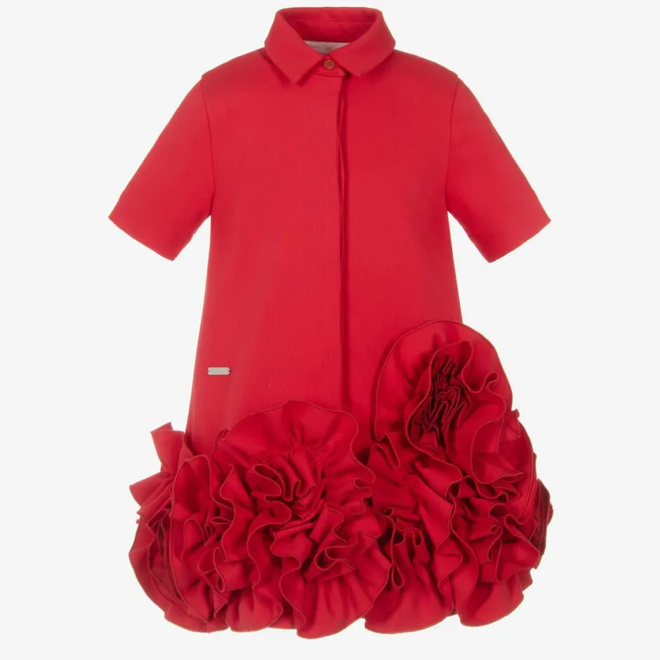 Jessie and James London Girls Red Ruffle Dress New