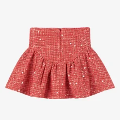 Marlo Kids Girls Red Sequinned Tweed Skirt Clearance