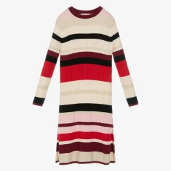Sonia Rykiel Paris Girls Red Stripe Knitted Dress New