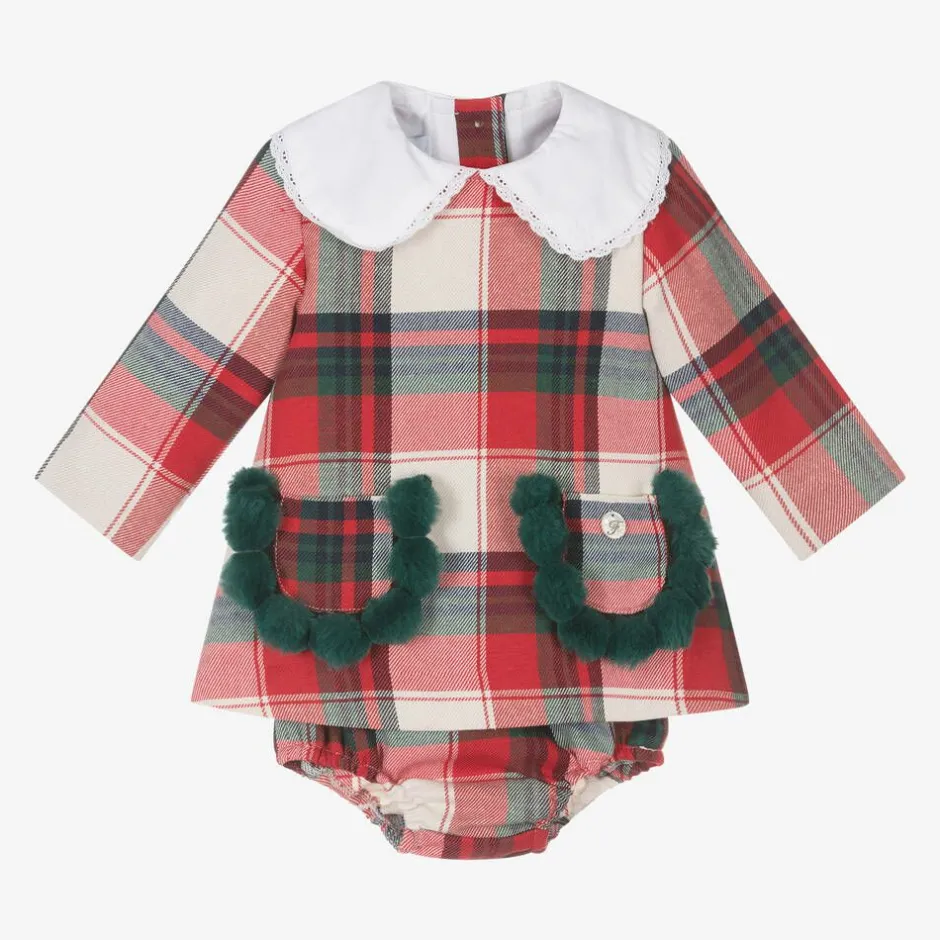 Foque Girls Red Tartan Cotton Dress Sale