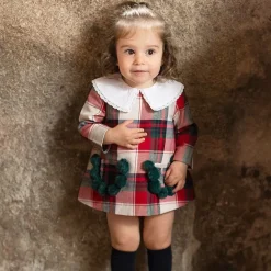 Foque Girls Red Tartan Cotton Dress Sale