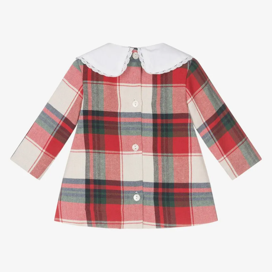 Foque Girls Red Tartan Cotton Dress Sale