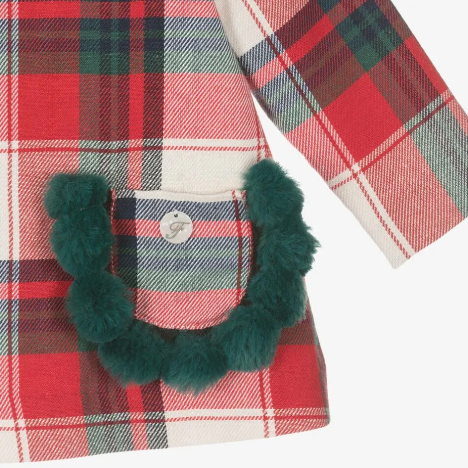 Foque Girls Red Tartan Cotton Dress Sale