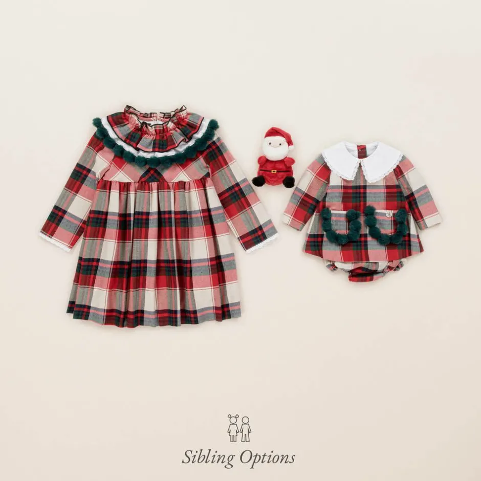 Foque Girls Red Tartan Cotton Dress Sale