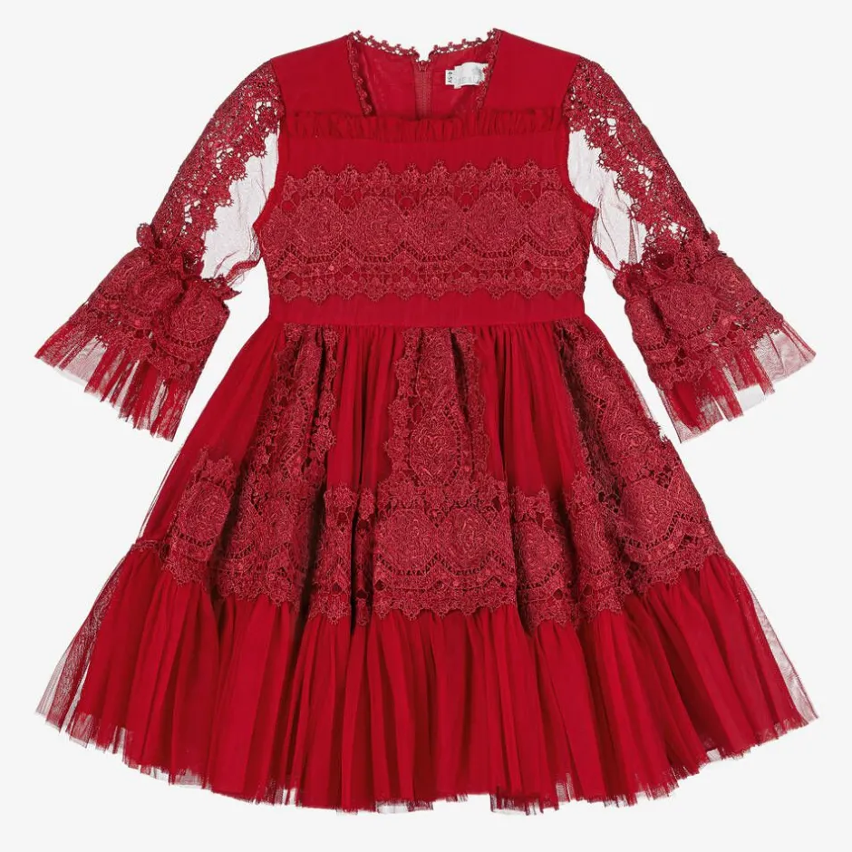 Beau KiD Girls Red Tulle & Lace Dress Outlet