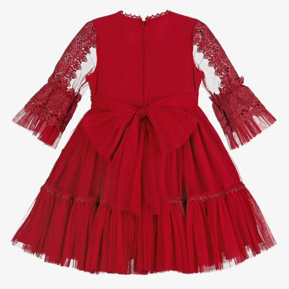 Beau KiD Girls Red Tulle & Lace Dress Outlet