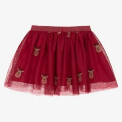 NAME IT Girls Red Tulle Reindeer Skirt Outlet